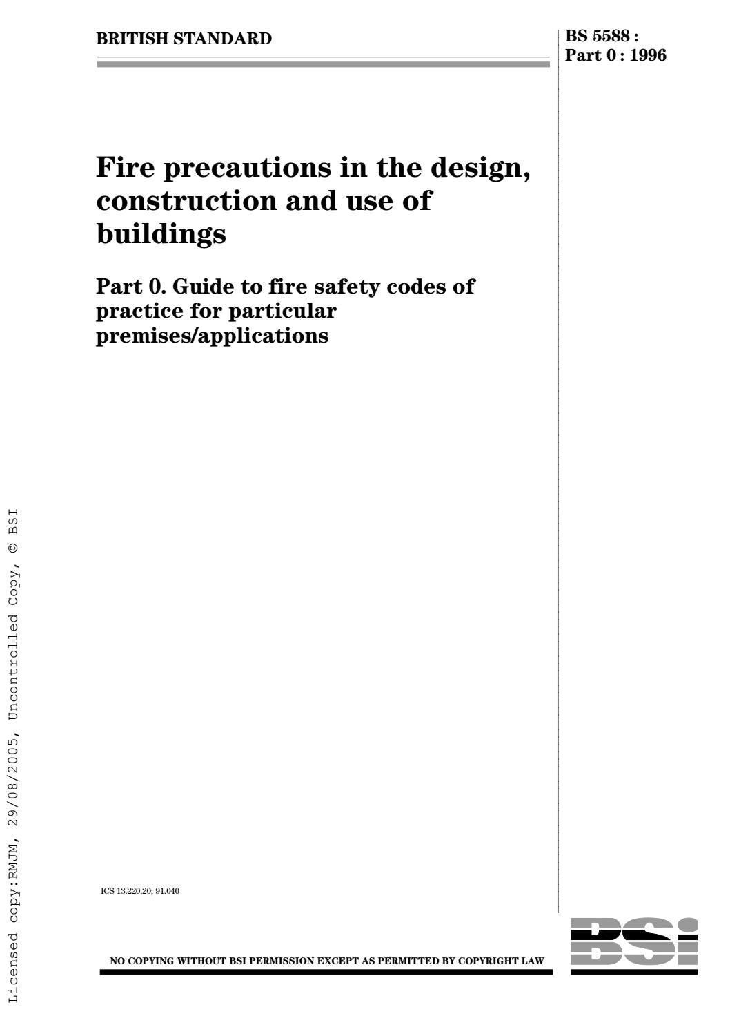 BS 5588-0-1996 Fire precautions in the design, construction